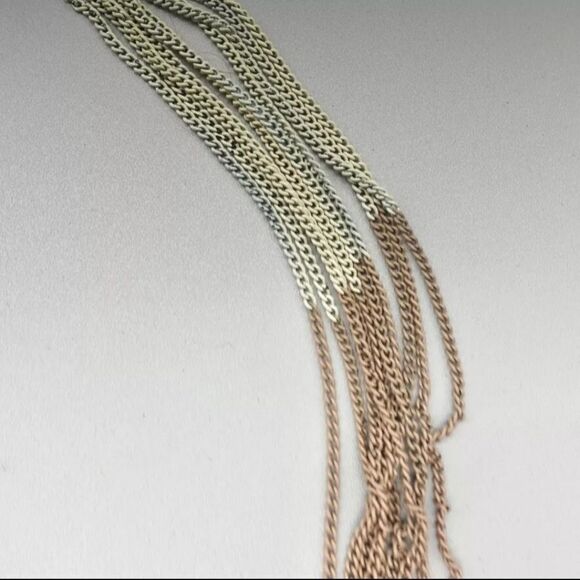 Charming Charlie Necklace Modern Color Cream, Black, Tan Layered Chains 24" NWOT - Picture 4 of 7